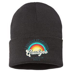 I Believe In Holding Grudges I'll Heal In Hell Heart Rainbow Sustainable Knit Beanie