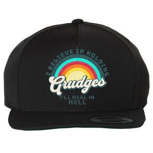 I Believe In Holding Grudges I'll Heal In Hell Heart Rainbow Wool Snapback Cap