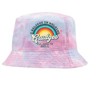 I Believe In Holding Grudges I'll Heal In Hell Heart Rainbow Tie-Dyed Bucket Hat