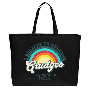 I Believe In Holding Grudges I'll Heal In Hell Heart Rainbow Cotton Canvas Jumbo Tote