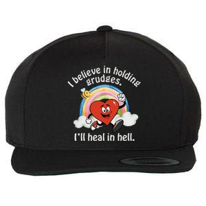 I Believe In Holding Grudges I'll Heal In Hell Heart Rainbow Wool Snapback Cap