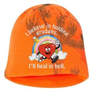 I Believe In Holding Grudges I'll Heal In Hell Heart Rainbow Kati - Camo Knit Beanie