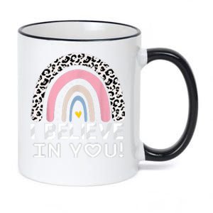 I Believe In You Cheetah Rainbow Cute Gift 11oz Black Color Changing Mug