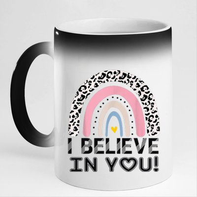 I Believe In You Cheetah Rainbow Cute Gift 11oz Black Color Changing Mug