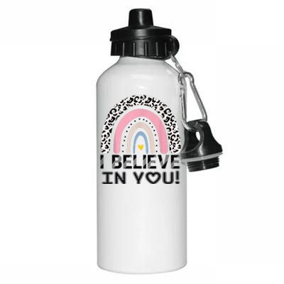 I Believe In You Cheetah Rainbow Cute Gift Aluminum Water Bottle 