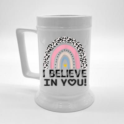 I Believe In You Cheetah Rainbow Cute Gift Beer Stein