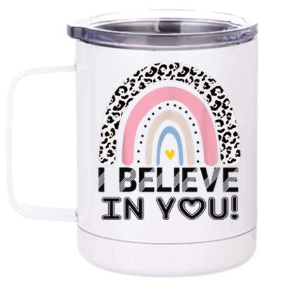 I Believe In You Cheetah Rainbow Cute Gift 12 oz Stainless Steel Tumbler Cup