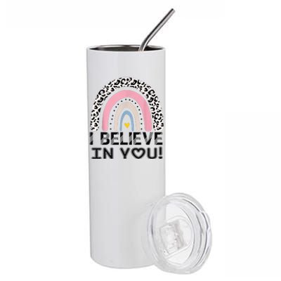 I Believe In You Cheetah Rainbow Cute Gift Stainless Steel Tumbler