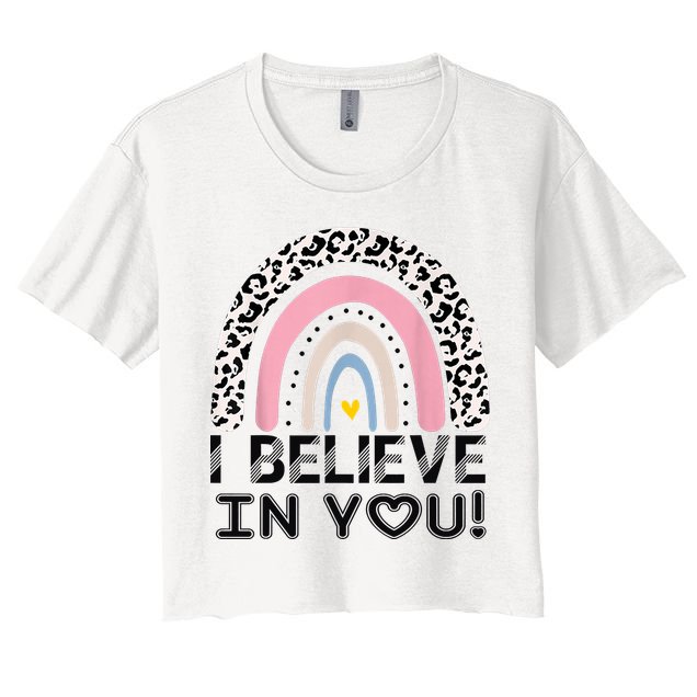 I Believe In You Cheetah Rainbow Cute Gift Crop Top