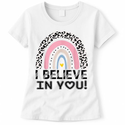 I Believe In You Cheetah Rainbow Cute Gift Womens T-Shirt