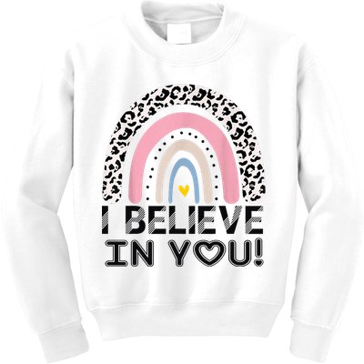 I Believe In You Cheetah Rainbow Cute Gift Kids Sweatshirt