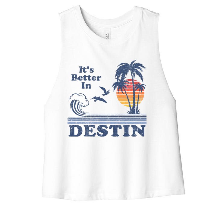 ItS Better In Destin Florida Beach Women's Racerback Cropped Tank