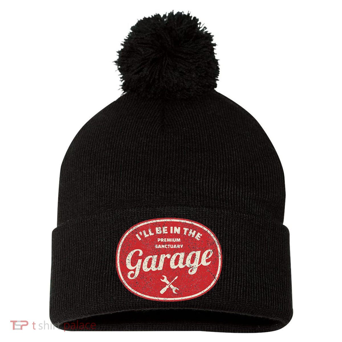 Ill Be In The Garage Pom Pom 12in Knit Beanie
