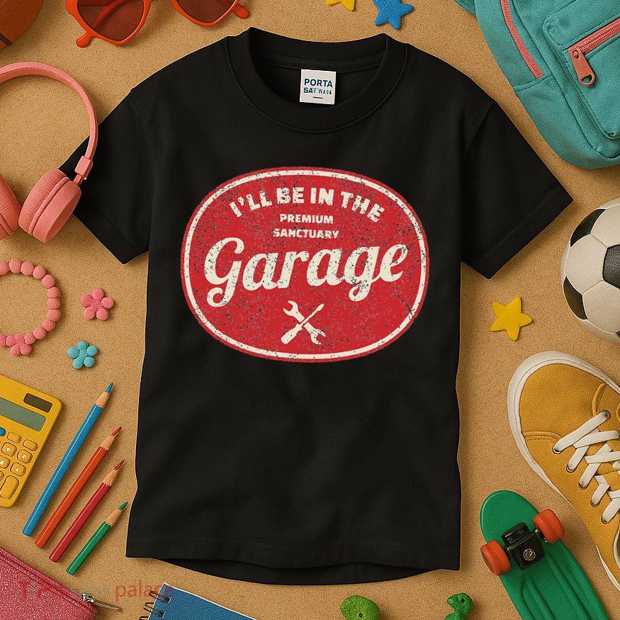 Ill Be In The Garage Kids T-Shirt