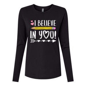 I Believe In You Proud Teacher Testing Day Inspiration Womens Cotton Relaxed Long Sleeve T-Shirt