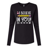 I Believe In You Proud Teacher Testing Day Inspiration Womens Cotton Relaxed Long Sleeve T-Shirt