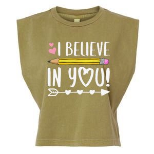 I Believe In You Proud Teacher Testing Day Inspiration Garment-Dyed Women's Muscle Tee