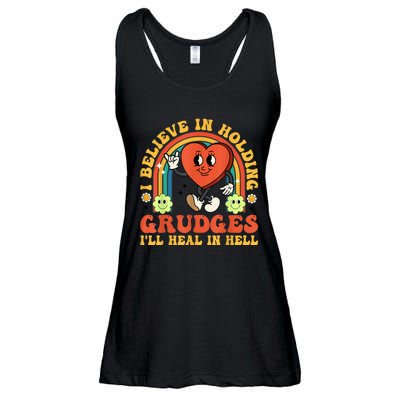 I Believe In Holding Grudges Ill Heal In Hell Rainbow Heart Ladies Essential Flowy Tank