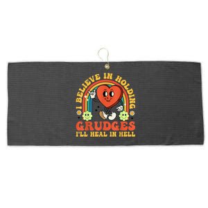 I Believe In Holding Grudges Ill Heal In Hell Rainbow Heart Large Microfiber Waffle Golf Towel