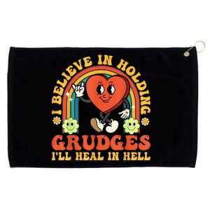 I Believe In Holding Grudges Ill Heal In Hell Rainbow Heart Grommeted Golf Towel