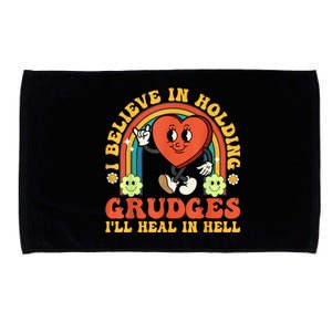 I Believe In Holding Grudges Ill Heal In Hell Rainbow Heart Microfiber Hand Towel