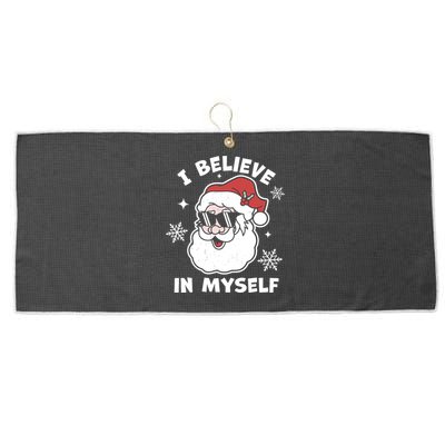 I Believe In Myself Santa Claus Funny Christmas Santa Xmas Large Microfiber Waffle Golf Towel