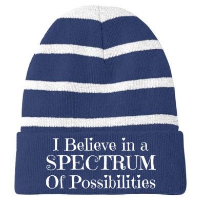 I Believe In A Spectrum Of Possibilities Autism Awareness Striped Beanie with Solid Band