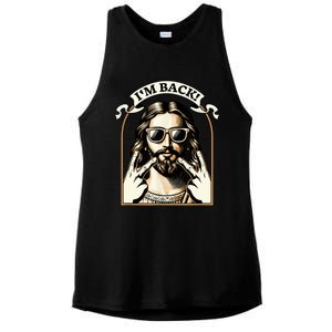 IM Back Jesus Christ Funny Easter Day Christian Ladies PosiCharge Tri-Blend Wicking Tank