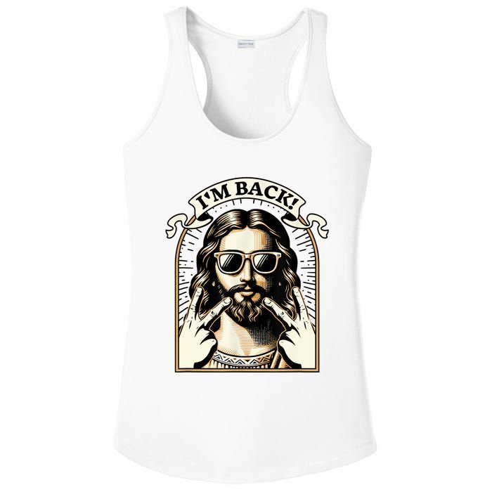 IM Back Jesus Christ Funny Easter Day Christian Ladies PosiCharge Competitor Racerback Tank