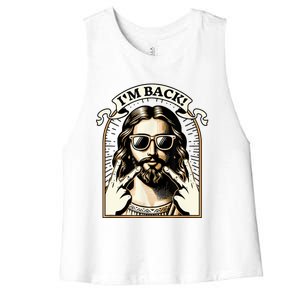 IM Back Jesus Christ Funny Easter Day Christian Women's Racerback Cropped Tank