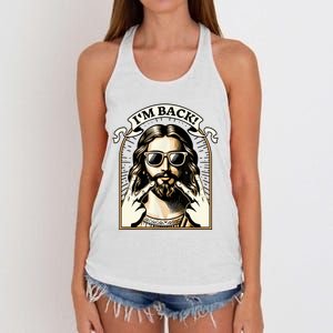 IM Back Jesus Christ Funny Easter Day Christian Women's Knotted Racerback Tank