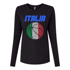 Italy Basketball Jersey Flag Italia Womens Cotton Relaxed Long Sleeve T-Shirt