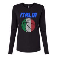 Italy Basketball Jersey Flag Italia Womens Cotton Relaxed Long Sleeve T-Shirt