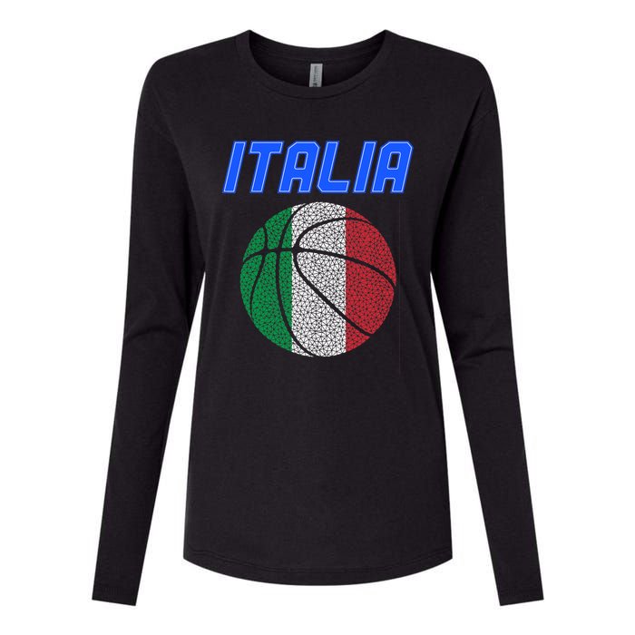 Italy Basketball Jersey Flag Italia Womens Cotton Relaxed Long Sleeve T-Shirt