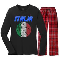 Italy Basketball Jersey Flag Italia Women's Long Sleeve Flannel Pajama Set 