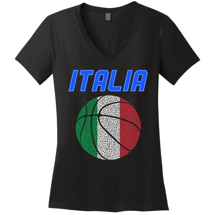 Italy Basketball Jersey Flag Italia Women's V-Neck T-Shirt