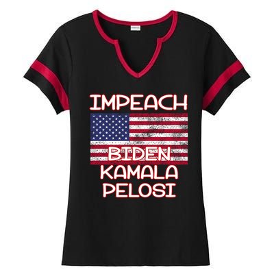 Impeach Biden Kamala Pelosi Ladies Halftime Notch Neck Tee