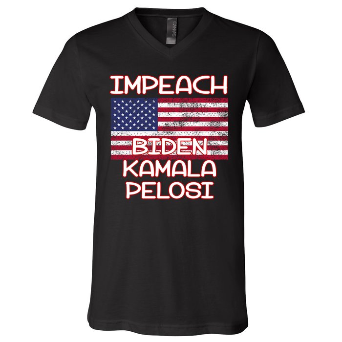 Impeach Biden Kamala Pelosi V-Neck T-Shirt