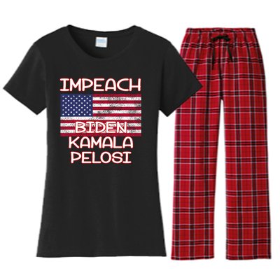 Impeach Biden Kamala Pelosi Women's Flannel Pajama Set