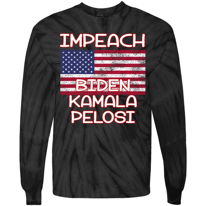 Impeach Biden Kamala Pelosi Tie-Dye Long Sleeve Shirt