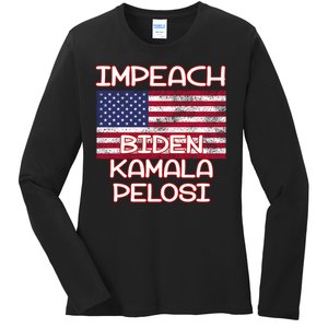 Impeach Biden Kamala Pelosi Ladies Long Sleeve Shirt