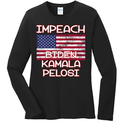 Impeach Biden Kamala Pelosi Ladies Long Sleeve Shirt