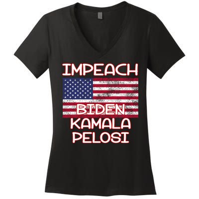 Impeach Biden Kamala Pelosi Women's V-Neck T-Shirt