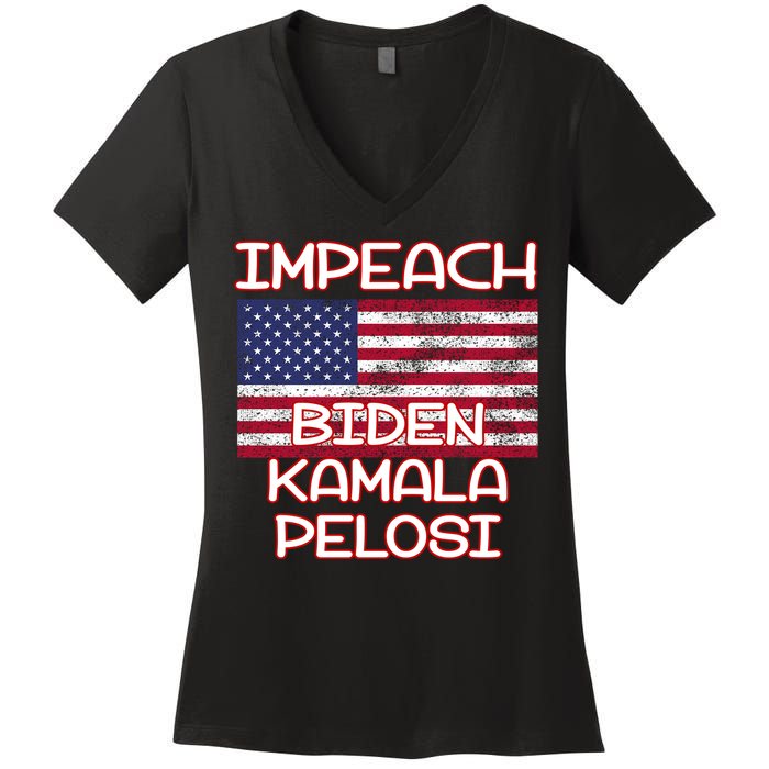 Impeach Biden Kamala Pelosi Women's V-Neck T-Shirt