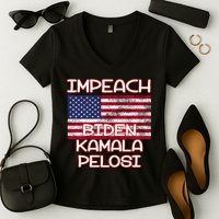 Impeach Biden Kamala Pelosi Women's V-Neck T-Shirt