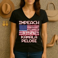 Impeach Biden Kamala Pelosi Women's V-Neck T-Shirt