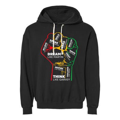 Inspiring Black Leaders Power Fist Hand BHM Garment-Dyed Fleece Hoodie