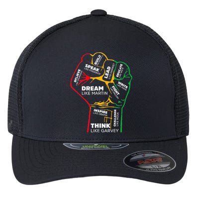 Inspiring Black Leaders Power Fist Hand BHM Flexfit Unipanel Trucker Cap