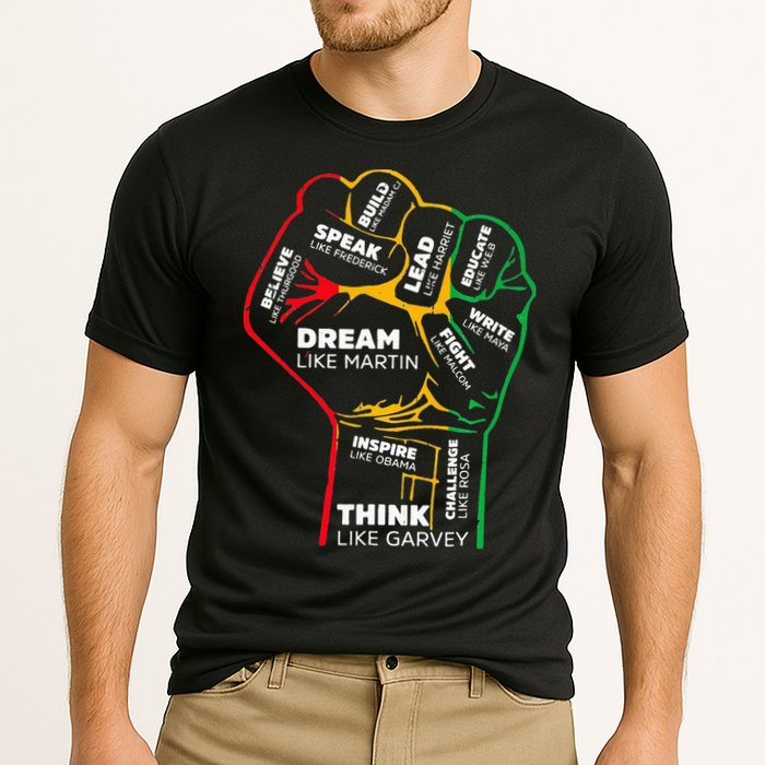Inspiring Black Leaders Power Fist Hand BHM Cooling Performance Crew T-Shirt