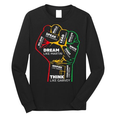Inspiring Black Leaders Power Fist Hand BHM Long Sleeve Shirt